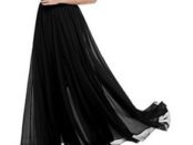 Rock lang schwarz Chiffon