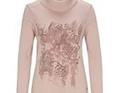 Rollkragenpullover Damen rosa Muster